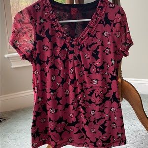 212 Collection Floral Shirt in Black and Dusty Rose SP